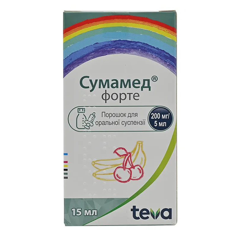Сумамед Форте порошок 200 мг/5 мл 600 мг по 15 мл во флаконе 1 шт. Сумамед Форте порошок 200 мг/5 мл 600 мг по 15 мл во флаконе 1 шт.