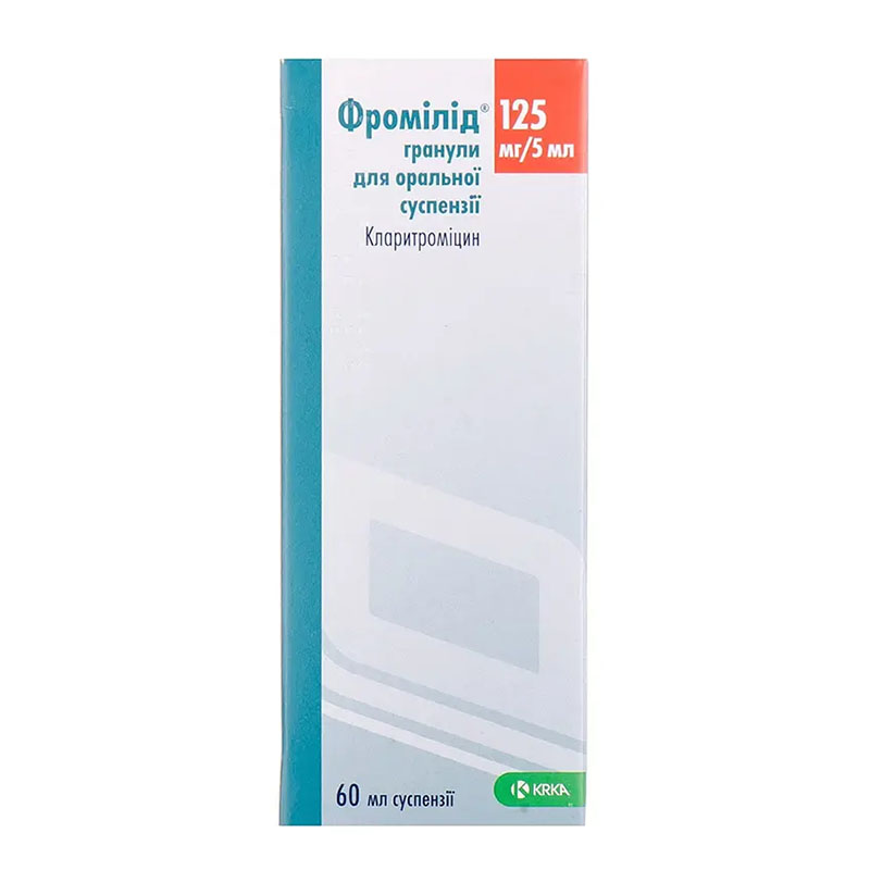 Фромілід КРКА гранули 125 мг/5 мл по 60 мл у флаконі