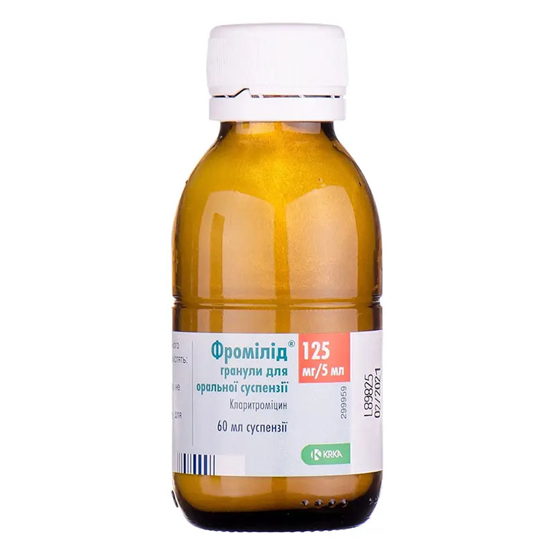 Фромілід КРКА гранули 125 мг/5 мл по 60 мл у флаконі