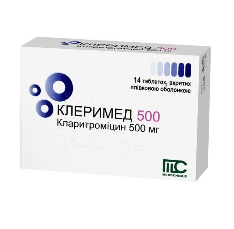 Клеримед 500 таблетки по 500 мг 14 шт. (7х2) Клеримед 500 таблетки по 500 мг 14 шт. (7х2)