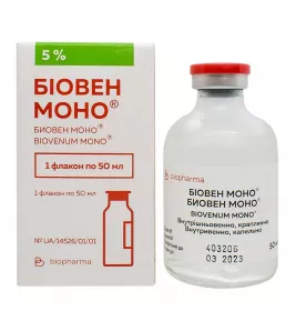 Биовен моно раствор для инфузий 5% по 50 мл в бутылке