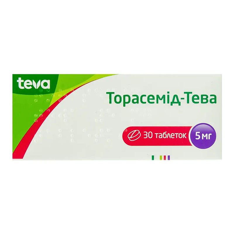 Торасемид-Тева таблетки по 5 мг 30 шт. Торасемид-Тева таблетки по 5 мг 30 шт.