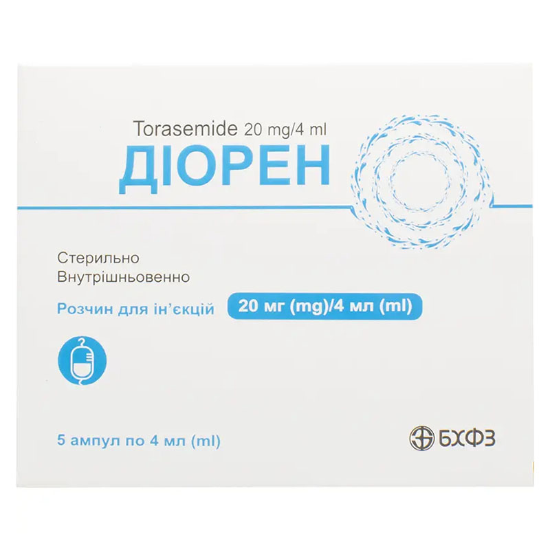 Диорен р-р д/ин. 20мг/4мл амп. №5 БХФЗ Диорен р-р д/ин. 20мг/4мл амп. №5 БХФЗ