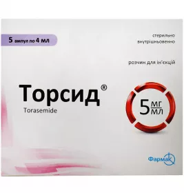 Торсид розчин для ін'єкцій 5 мг/мл в ампулах по 4 мл 5 шт.