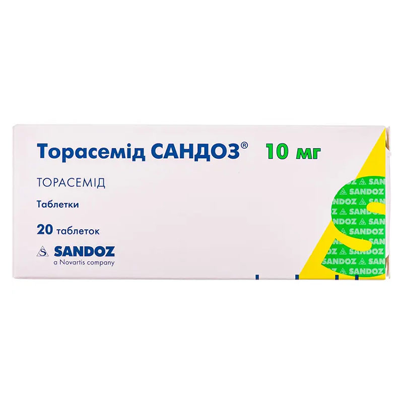 Торасемид Сандоз таблетки по 10 мг 20 шт. Торасемид Сандоз таблетки по 10 мг 20 шт.