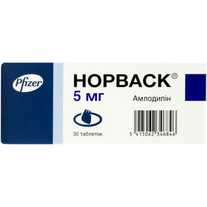 Норваск таблетки по 5 мг 30 шт.