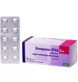 Бісопролол КРКА таблетки по 5 мг 30 шт. (10х3)