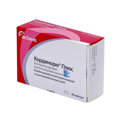 Кординорм Плюс капсулы по 10 мг/75 мг 30 шт. Кординорм Плюс капсулы по 10 мг/75 мг 30 шт.