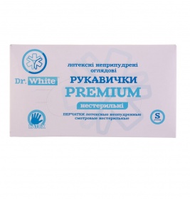 *Рукавички Dr.White Premium оглядові латексні нестерильні без пудри р.S