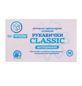 *Рукавички Dr.White Classic t оглядові латексні припудрені нестерильні р.M