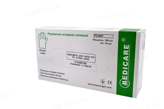 *П Рукавички оглядові латекс н/с з пудрою 