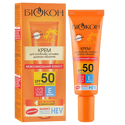 Крем Биокон Максимальная защита д/особо чувствит. участков лица SPF50 25мл Крем Биокон Максимальная защита д/особо чувствит. участков лица SPF50 25мл