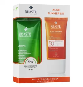 *Набор Rilastil Акнестил солнцезащитный крем с SPF50 40мл+Гель деликатный очищающий 50мл