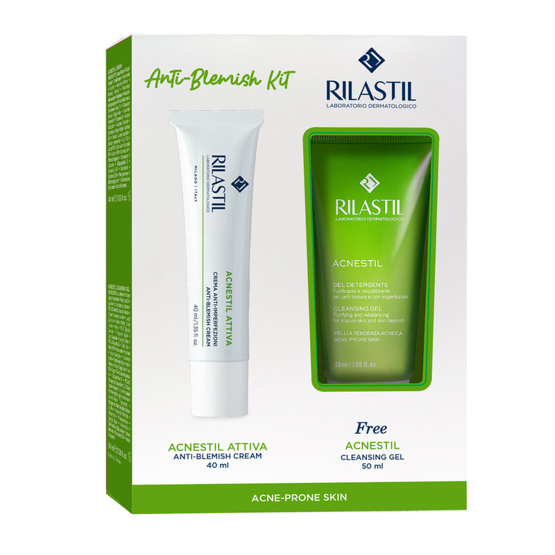 *Набір Rilastil Акнестіл Актів Крем для проблемної шкіри 40мл+Делікатний очищуючий гель 50мл