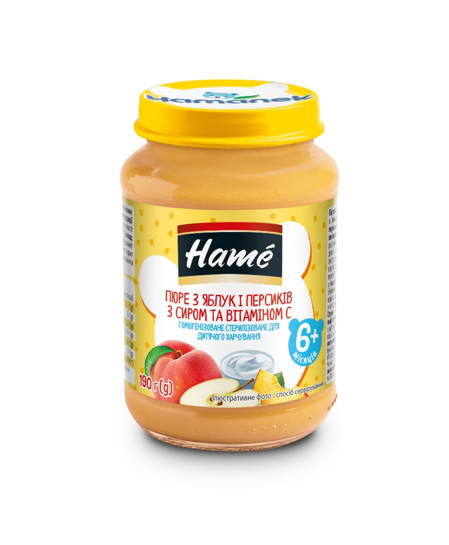 *Пюре Hame Яблуко і персик з сиром 190 г
