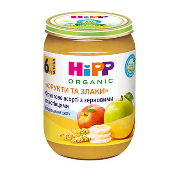 Пюре HiPP 4800 Фруктове асорті з зерновими пластівцями 190 г