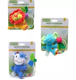 *Игрушка-погремушка Baby Team 8502 с кольцом Слон/Лев/Коровка
