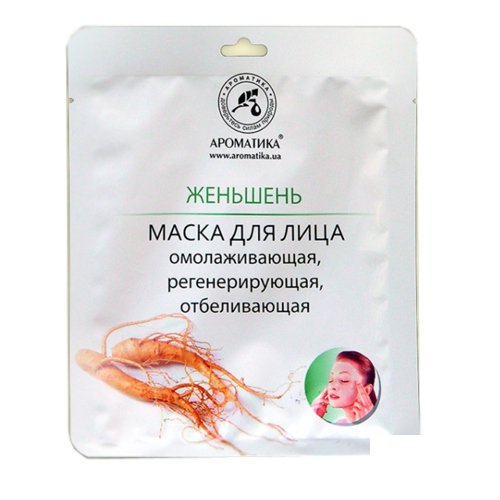 *Маска Ароматика біоцелюлозна для обличчя Женьшень
