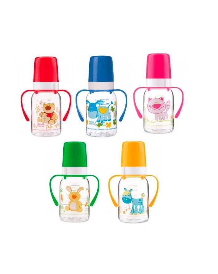 *Пляшечка Canpol з малюнком та ручкою BPA 0% колекція кольорова ферма 120 мл