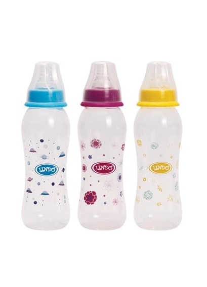 Пляшечка Lindo вигнутаз силіконовою соскою 250 мл