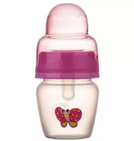 Пляшечка Lindo кругла із силіконовою соскою від 0 міс. 40 мл