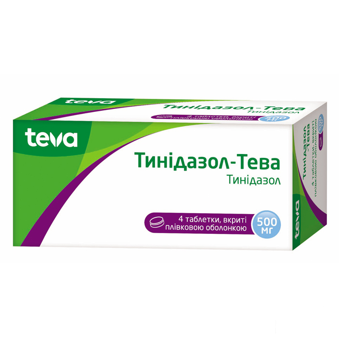 Тинідазол-Тева таблетки, в/плів. обол. по 500 мг №4