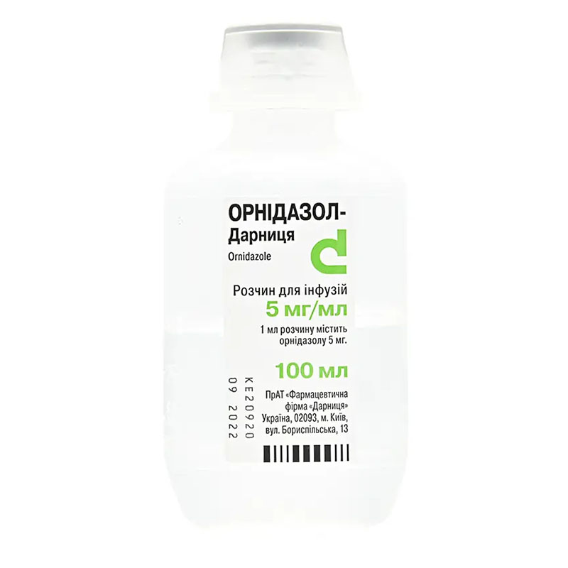 Орнидазол-Дарниця раствор для инфузий 5 мг/мл по 100 мл во флаконе 1 шт.