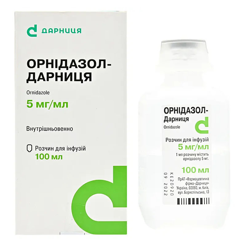 Орнидазол-Дарниця раствор для инфузий 5 мг/мл по 100 мл во флаконе 1 шт.