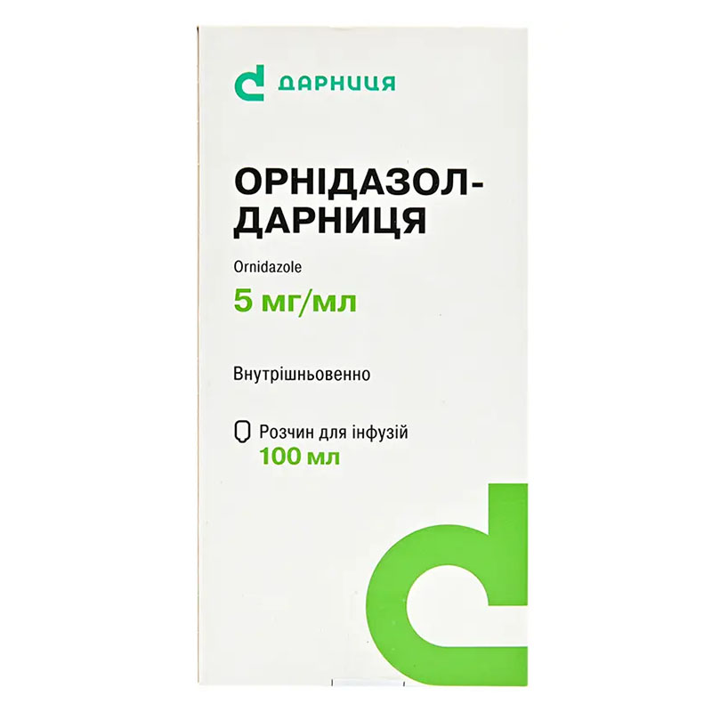 Орнідазол-Дарниця розчин для інфузій 5 мг/мл по 100 мл у флаконі 1 шт.