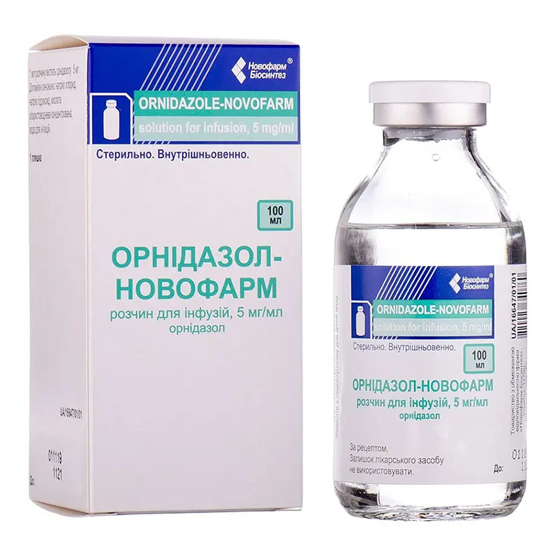 Орнидазол-Новофарм раствор для инфузий 5 мг/мл по 100 мл во флаконе 1 шт. Орнидазол-Новофарм раствор для инфузий 5 мг/мл по 100 мл во флаконе 1 шт.