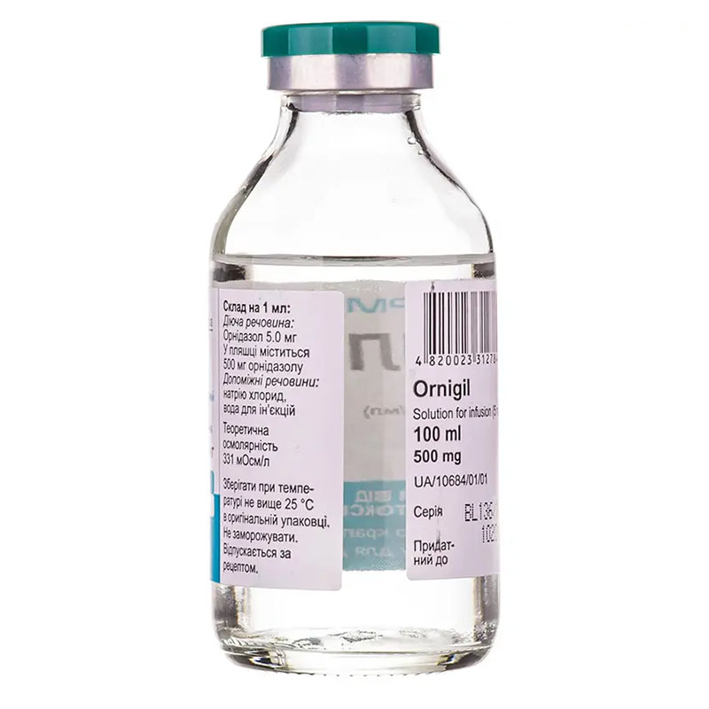 Орнигил раствор для инфузий 500 мг по 100 мл во флаконе 1 шт. - Юрия-Фарм