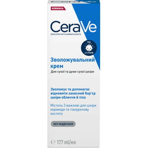 Крем CeraVe Увлажняющий для сухой и очень сухой кожи лица и тела 177 мл Крем CeraVe Увлажняющий для сухой и очень сухой кожи лица и тела 177 мл