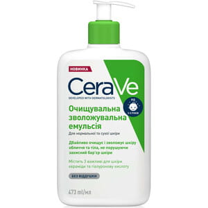 Эмульсия CeraVe Очищающая увлажн. для нормальной и сухой кожи лица и тела 473 мл Эмульсия CeraVe Очищающая увлажн. для нормальной и сухой кожи лица и тела 473 мл