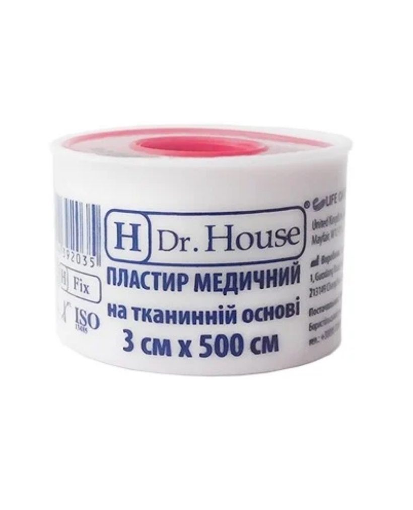 *Лейкопластир H Dr.House котушка ткана основа  3 см*5 м пластмасова упаковка