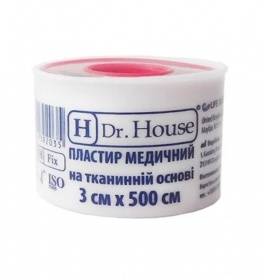 *Лейкопластир H Dr.House котушка ткана основа  3 см*5 м пластмасова упаковка