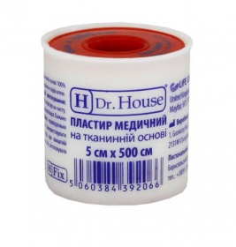 *Лейкопластир H Dr.House котушка ткана основа 5 см*5 м пластмасова упаковка