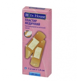 *Лейкопластырь H Dr.House бактерицидный нетканая основа 7,2 см*1,9 см №10