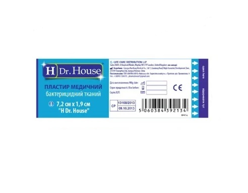 *Лейкопластырь H Dr.House бактерицидный тканевая основа 7,2 см*1,9 см №10 *Лейкопластырь H Dr.House бактерицидный тканевая основа 7,2 см*1,9 см №10