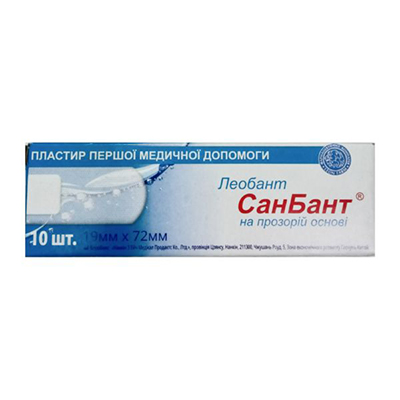 Пластирь Леобант Санбант прозорий 19мм х 72мм №10