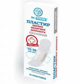 *Лейкопластир Dr.White Першої мед.допомоги проз.19х72мм №10