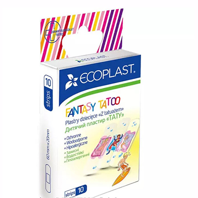 Лейкопластир ECOPLAST Тату набір медичний дитячий прозорий №10