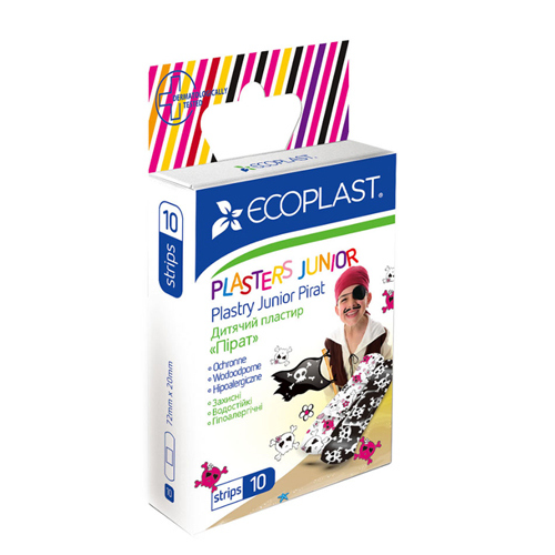 *Лейкопластырь ECOPLAST Пират набор медицинский детский полимерный №10