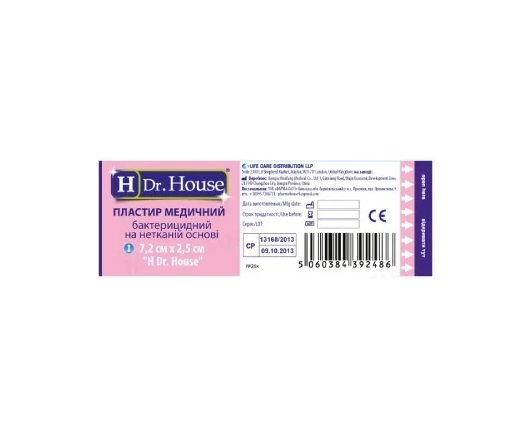 *Лейкопластырь H Dr.House бактерицидный нетканая основа 7,2 см*2,5 см *Лейкопластырь H Dr.House бактерицидный нетканая основа 7,2 см*2,5 см