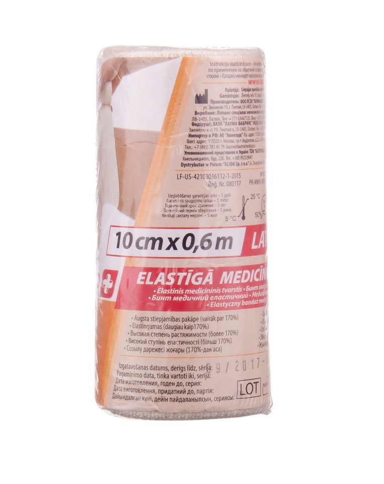 *Бинт LAUMA еластичний Latex Free 10 см*0,6 м