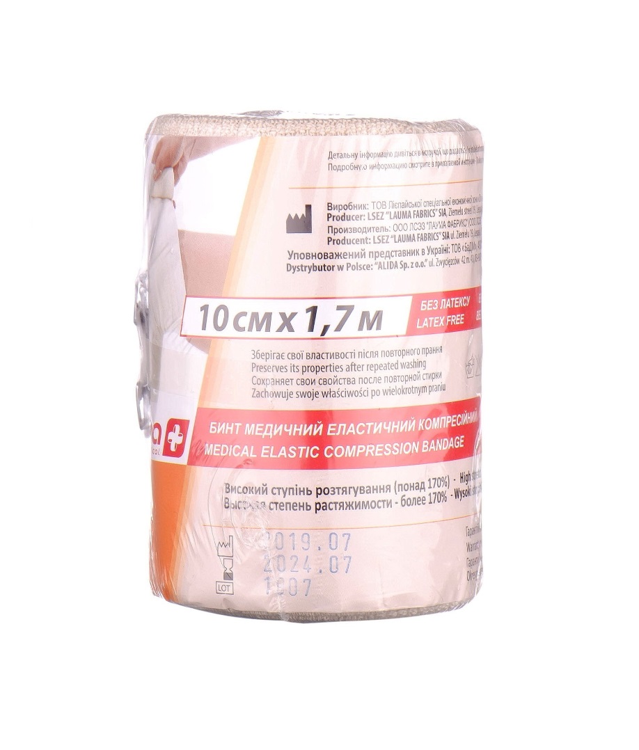*Бинт LAUMA еластичний Latex Free 10 см*1,7 м