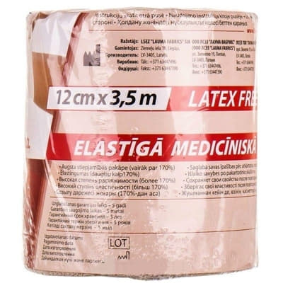 *Бинт LAUMA еластичний Latex Free 12 см*3,5 м