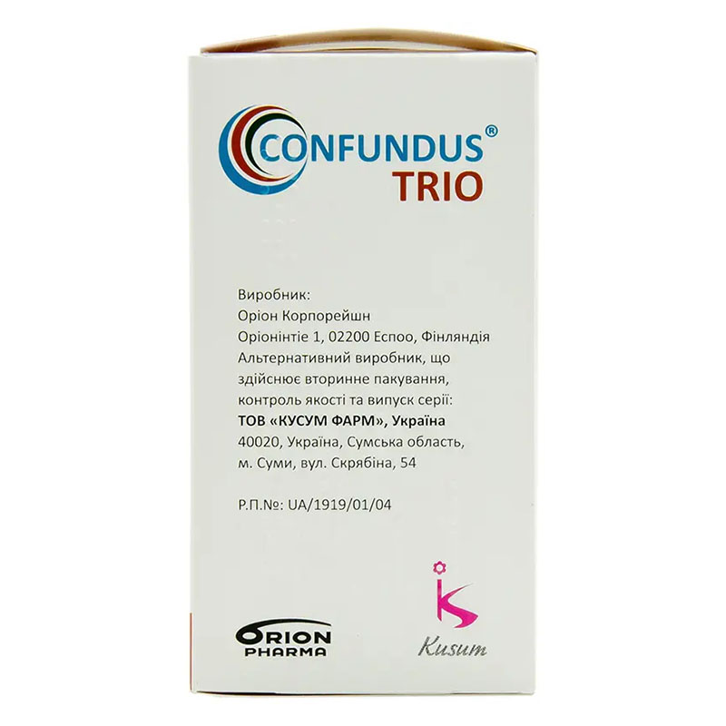 Конфундус Тріо таблетки 200 мг/50 мг/200 мг 100 шт. у флаконі