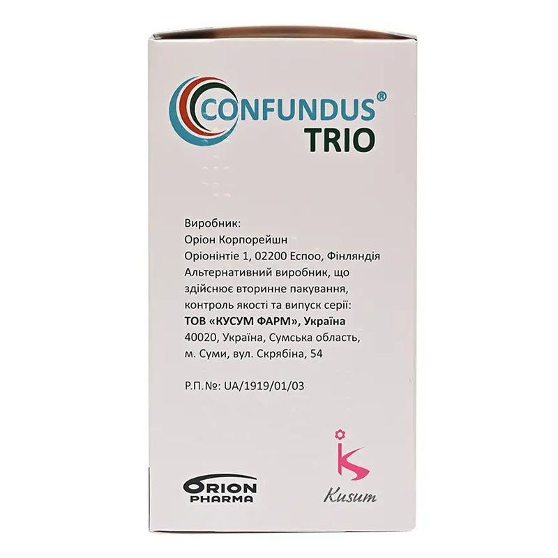 Конфундус Тріо таблетки 150 мг/37.5 мг/200 мг 100 шт. у флаконі