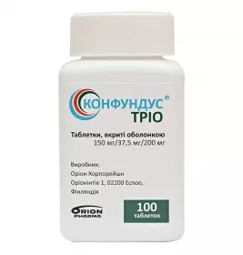 Конфундус Тріо таблетки 150 мг/37.5 мг/200 мг 100 шт. у флаконі