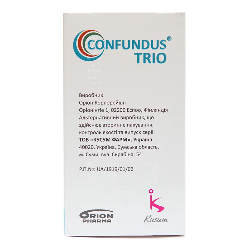 Конфундус Трио таблетки 100 мг/25 мг/200 мг 100 шт. во флаконе